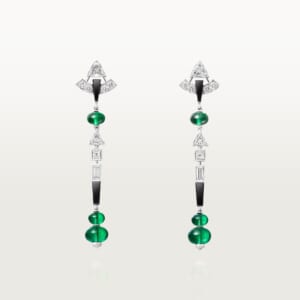 アン エキリーブル イヤリング、エメラルド、パヴェセッティング