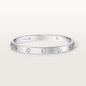 LOVE ブレスレット、クラシックモデル、ブラッシュ仕上げ、ダイヤモンド4石