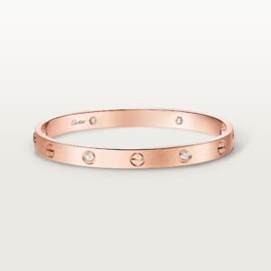 LOVE ブレスレット、クラシックモデル、ブラッシュ仕上げ、ダイヤモンド4石