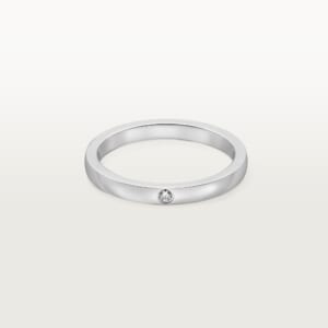 バレリーナ ウェディングリング、幅2.1mm、ダイヤモンド1石